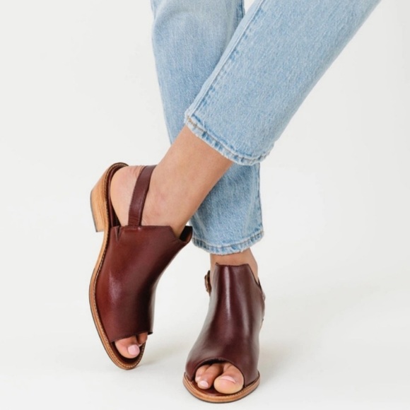 Patina by Portland sling back mule leather sandals mocha brown Sz 9.5 - Picture 2 of 10